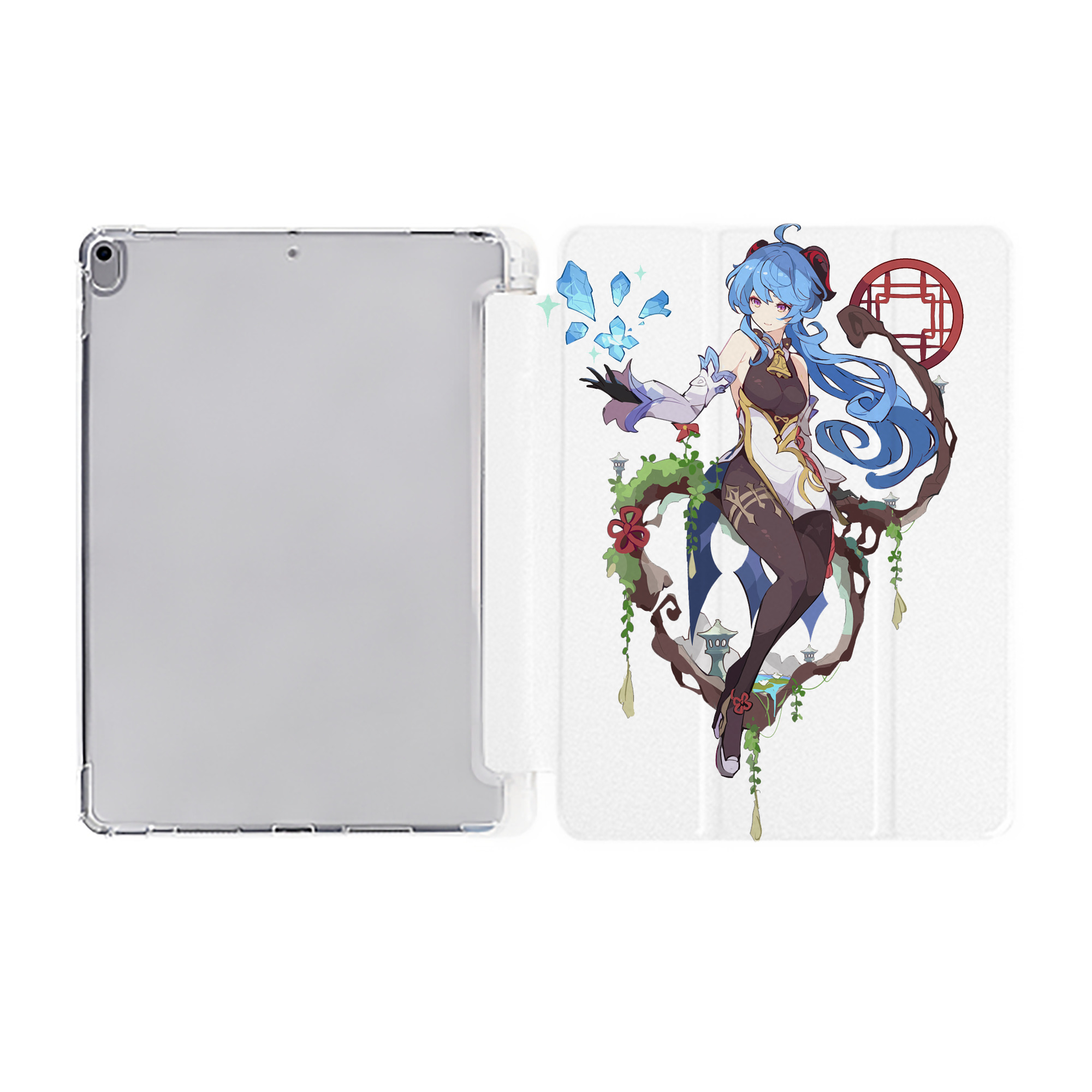 げんし神 甘雨 かんう genshin Ganyu IPad ケース ペン収納付き 三つ折りスタンド PUレザー×シリコン 対応機種9.5/10.5/10.9インチ